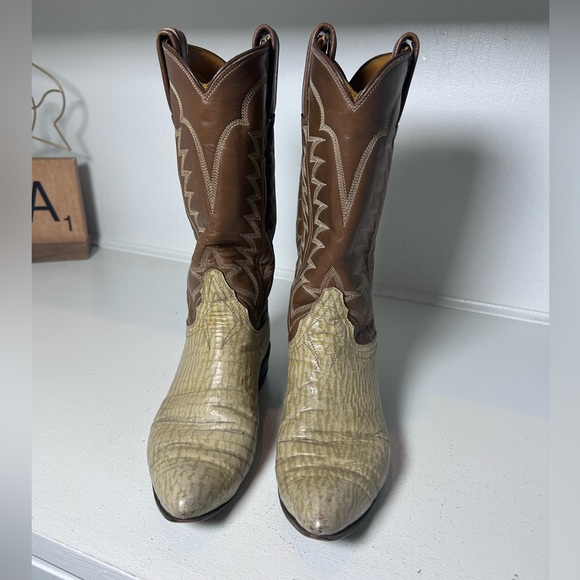 Vintage Tony Lama Gold Label Exotic Leather Western Cowboy Boots Women’s 6.5–7 - Picture 3 of 9